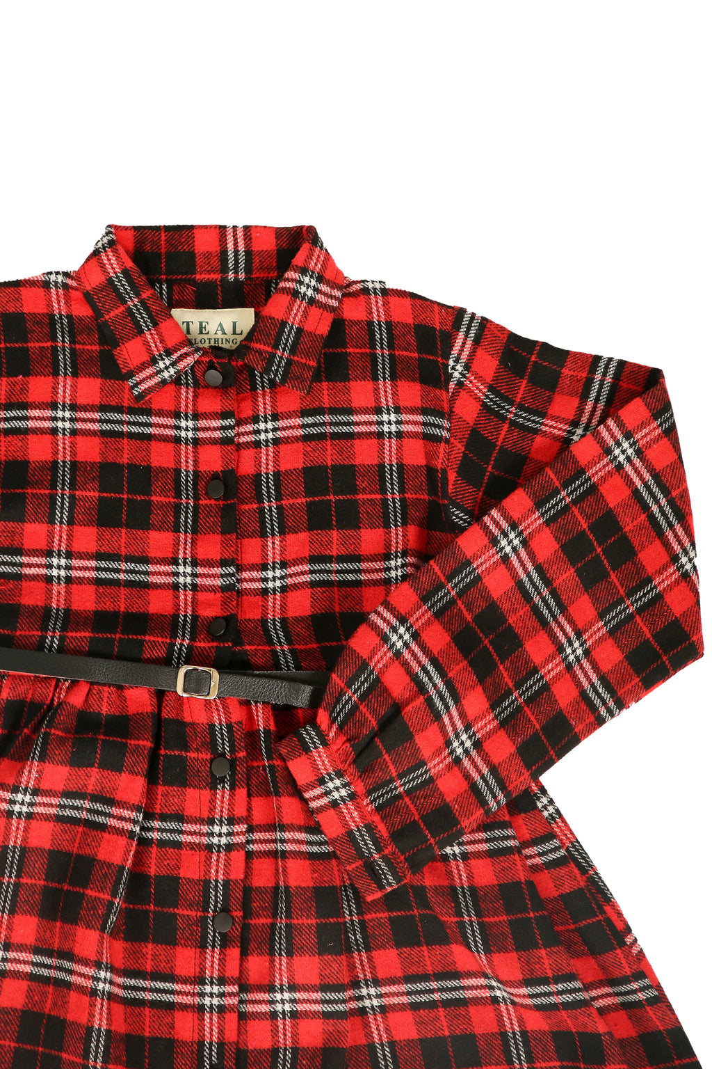 Red & Black Check Flannel Button-Down Frock