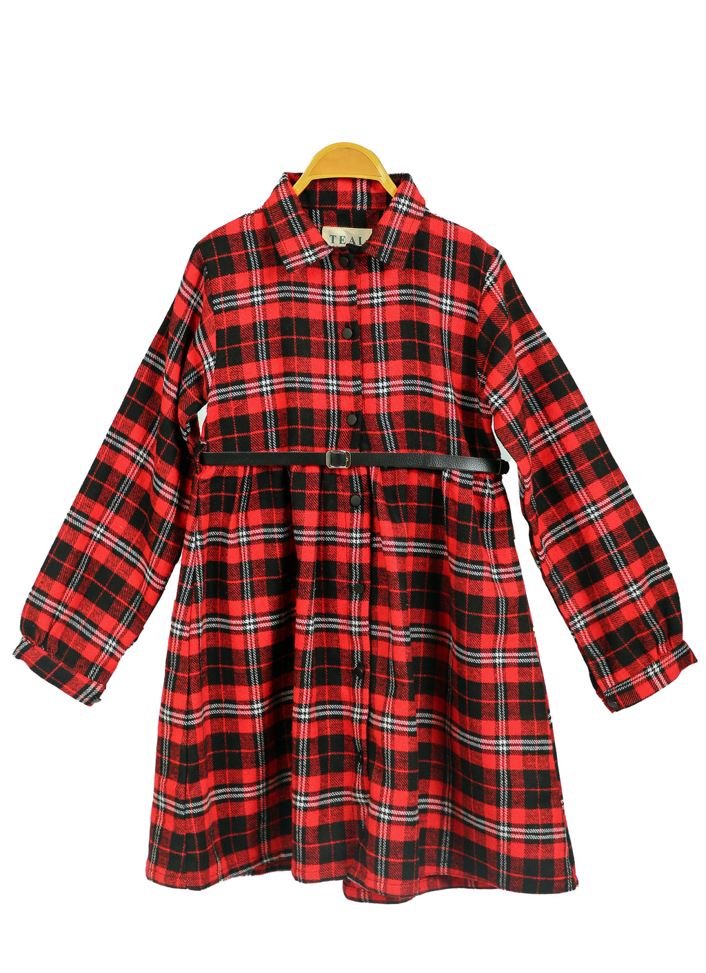 Red & Black Check Flannel Button-Down Frock