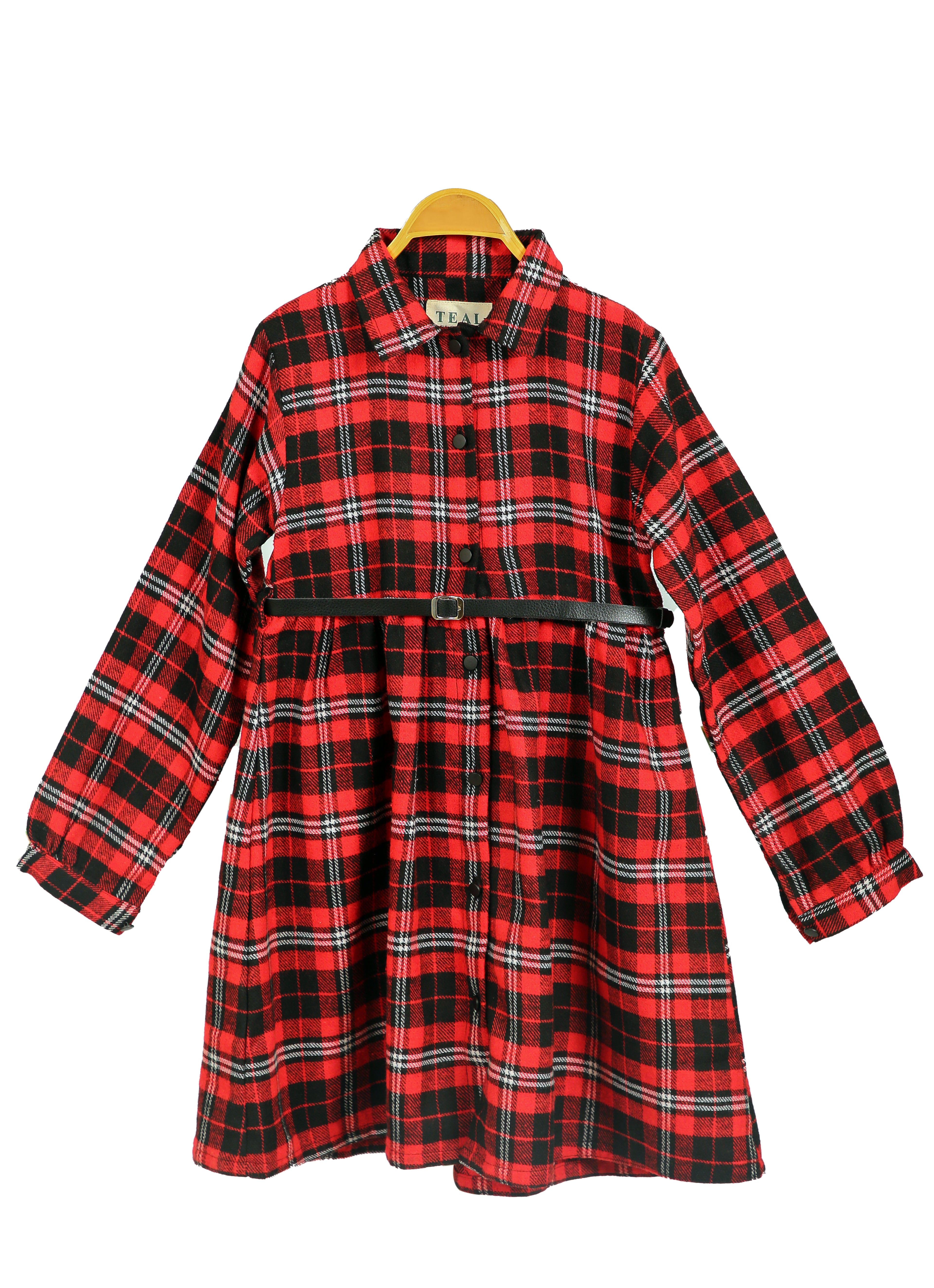 Red & Black Check Flannel Button-Down Frock