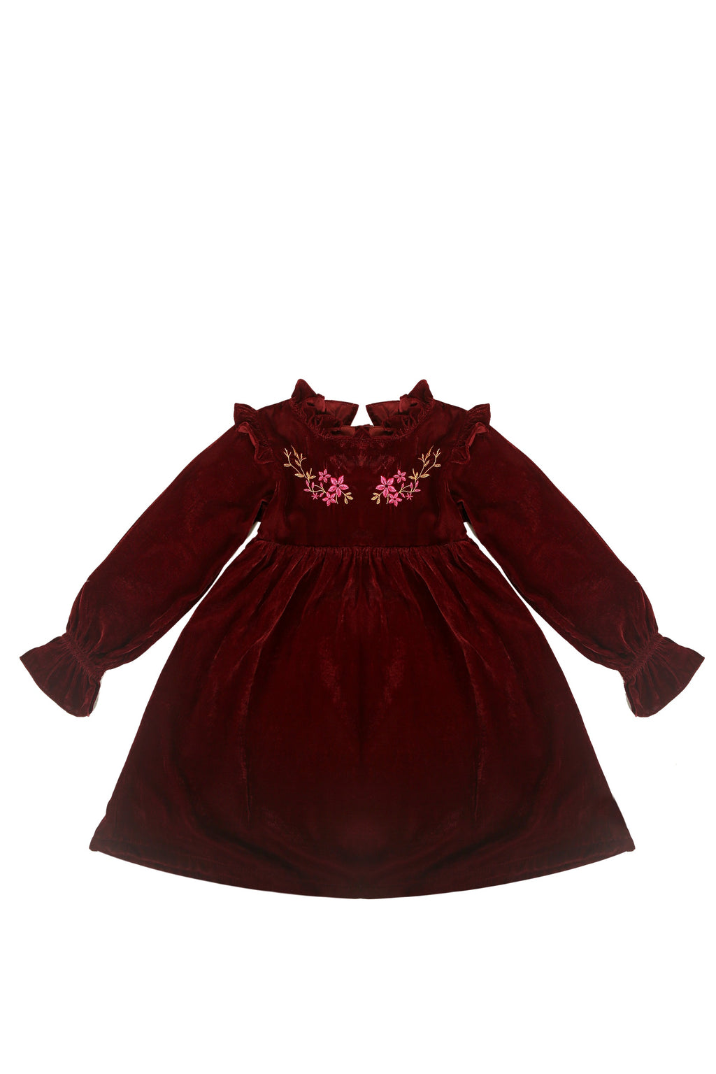 Maroon Velvet Embroidered Frock