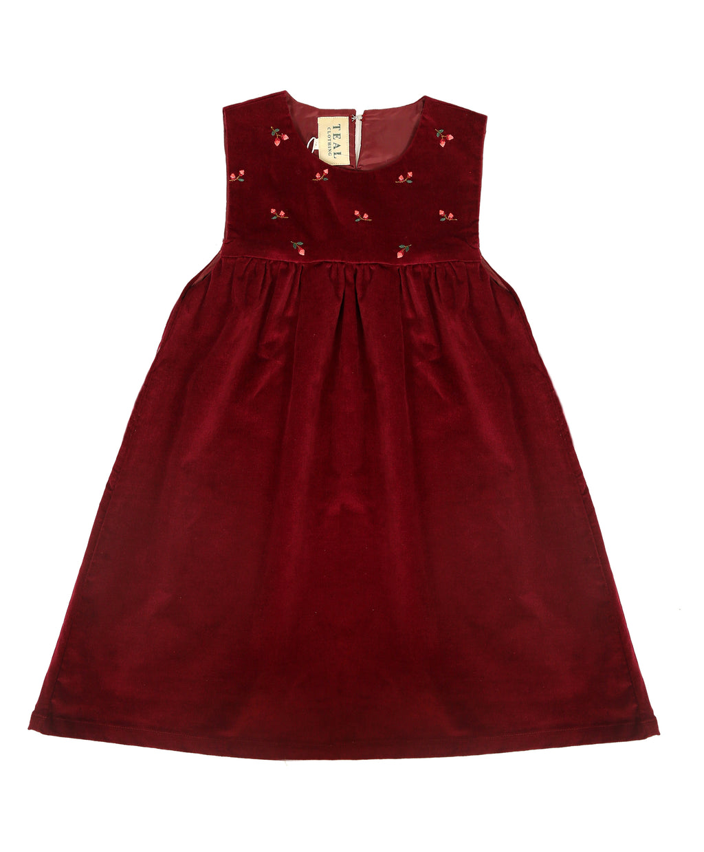 Maroon Corduroy Tunic with Embroidered Yoke