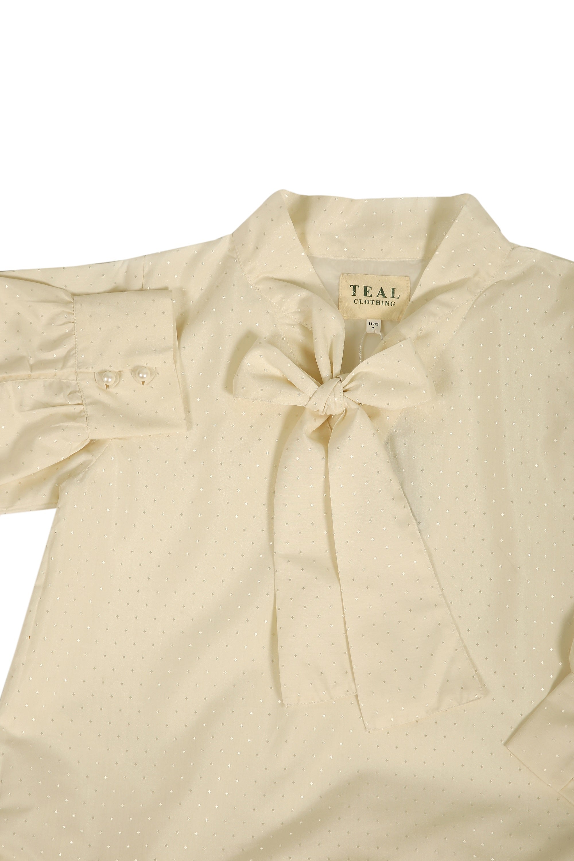 Pearl Tie-Neck Ruffle Dress