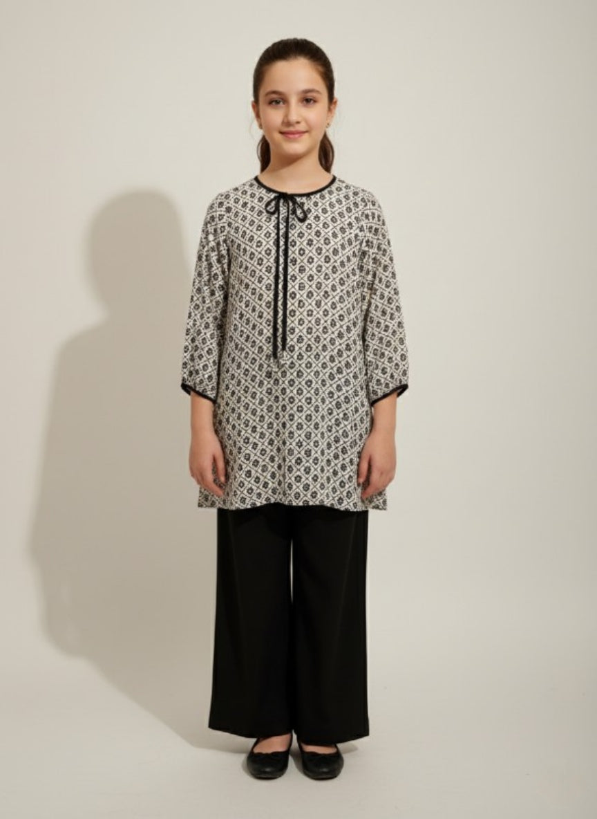 Vintage Black and Off White Dress