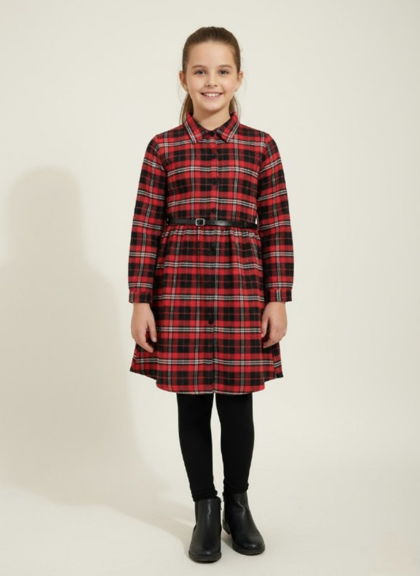 Red & Black Check Flannel Button-Down Frock