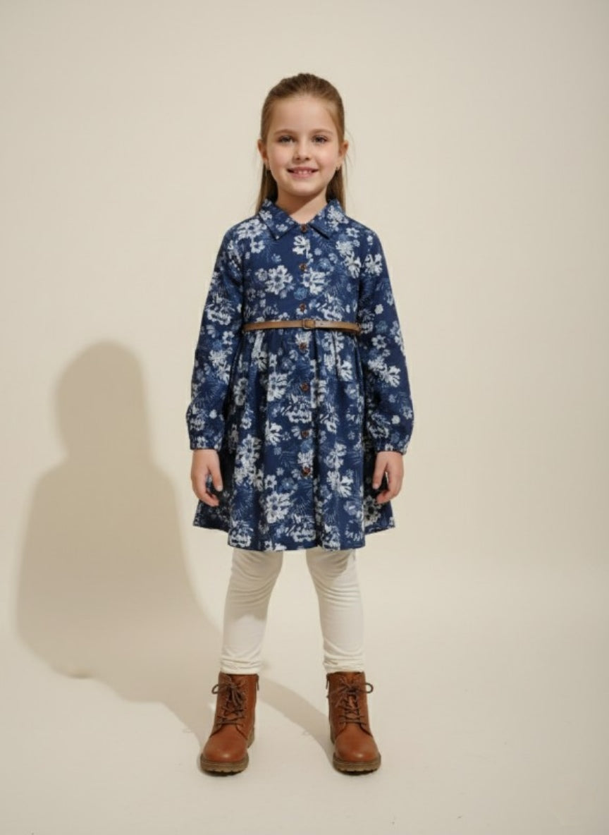 Blue Floral Button Down Frock