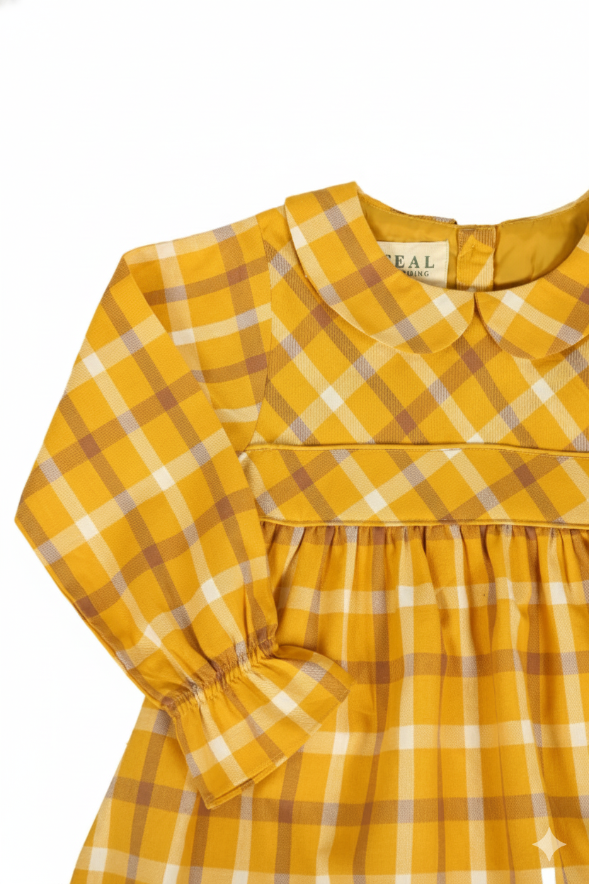 Yellow Twill Checkered Frock