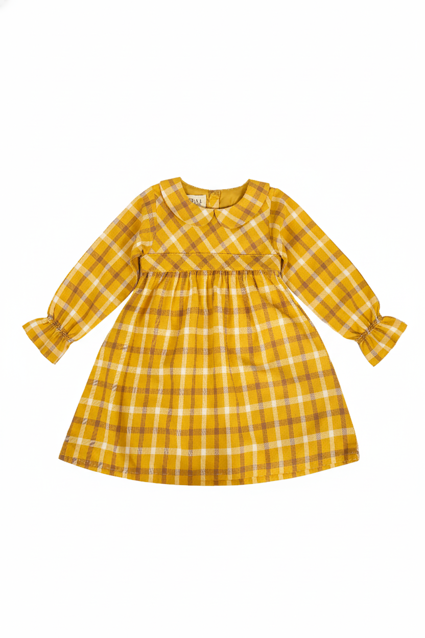 Yellow Twill Checkered Frock