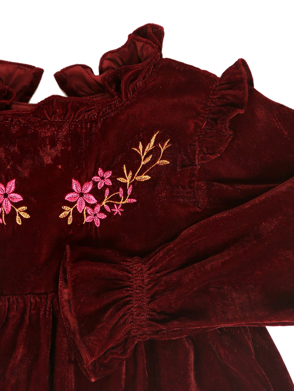 Maroon Velvet Embroidered Frock