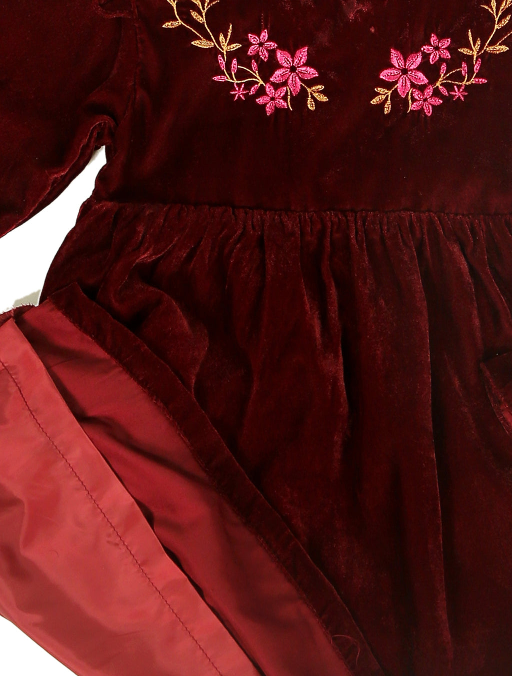 Maroon Velvet Embroidered Frock